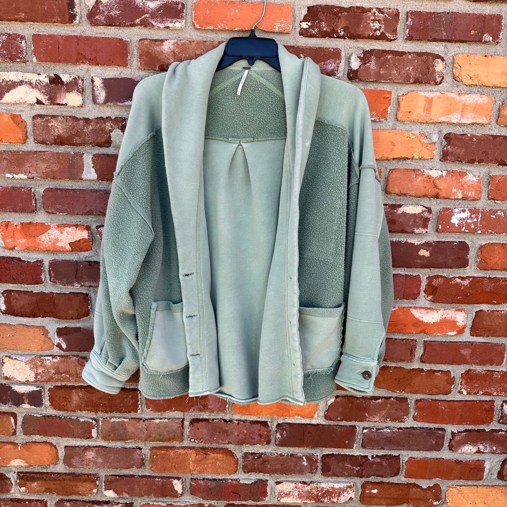 EUC Free People Sage Green Textured Cardigan